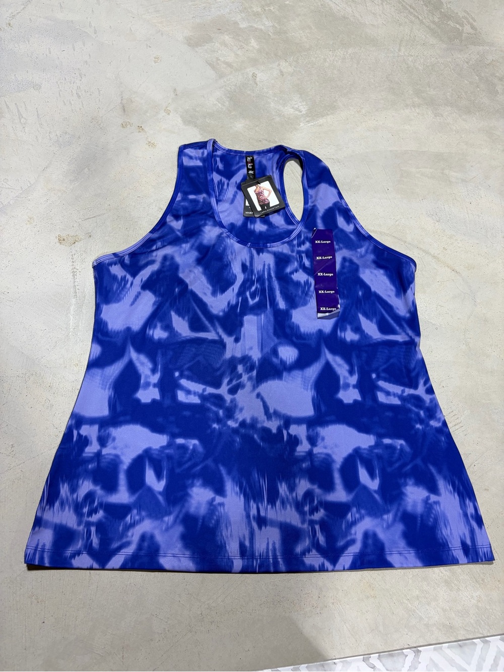 Lukka NWT printed watercolor Blue Racerback Tank Top Activewear XXL MSRP$45
